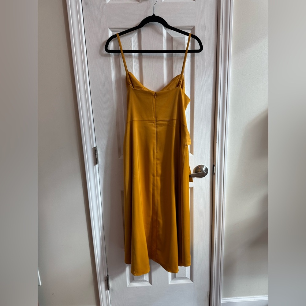 AIDAN MATTOX Yellow Satin Cowl Neck High Low Dress Size 12 - Picture 3 of 7